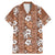 Hawaii Vintage Brown Hibiscus Tapa Pattern Family Matching Mermaid Dress and Hawaiian Shirt