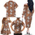 Hawaii Vintage Brown Hibiscus Tapa Pattern Family Matching Off The Shoulder Long Sleeve Dress and Hawaiian Shirt