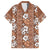 Hawaii Vintage Brown Hibiscus Tapa Pattern Family Matching Off The Shoulder Long Sleeve Dress and Hawaiian Shirt