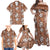 Hawaii Vintage Brown Hibiscus Tapa Pattern Family Matching Off Shoulder Maxi Dress and Hawaiian Shirt