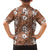 Hawaii Vintage Brown Hibiscus Tapa Pattern Family Matching Off Shoulder Short Dress and Hawaiian Shirt