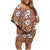 Hawaii Vintage Brown Hibiscus Tapa Pattern Family Matching Off Shoulder Short Dress and Hawaiian Shirt