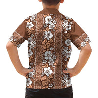 Hawaii Vintage Brown Hibiscus Tapa Pattern Family Matching Puletasi and Hawaiian Shirt LT05 - Polynesian Pride