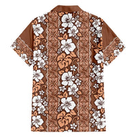 Hawaii Vintage Brown Hibiscus Tapa Pattern Family Matching Puletasi and Hawaiian Shirt LT05 - Polynesian Pride