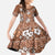 Hawaii Vintage Brown Hibiscus Tapa Pattern Family Matching Short Sleeve Bodycon Dress and Hawaiian Shirt