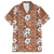 Hawaii Vintage Brown Hibiscus Tapa Pattern Family Matching Short Sleeve Bodycon Dress and Hawaiian Shirt