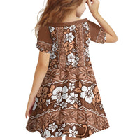 Hawaii Vintage Brown Hibiscus Tapa Pattern Family Matching Tank Maxi Dress and Hawaiian Shirt LT05 - Polynesian Pride