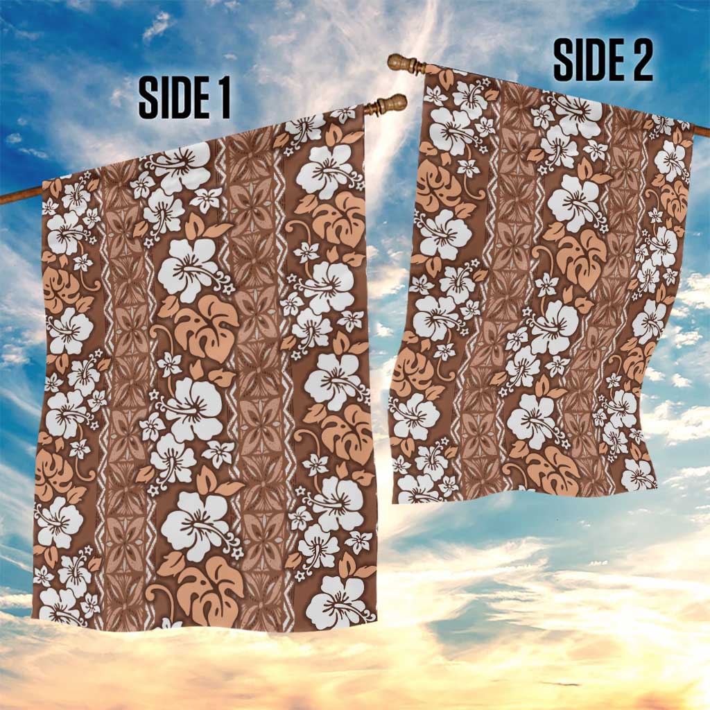 Hawaii Vintage Brown Hibiscus Tapa Pattern Garden Flag LT05 - Polynesian Pride