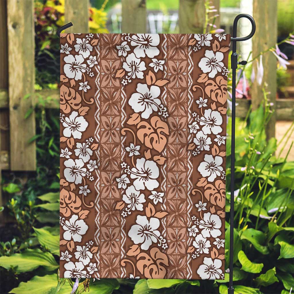 Hawaii Vintage Brown Hibiscus Tapa Pattern Garden Flag LT05 Garden Flag Brown - Polynesian Pride