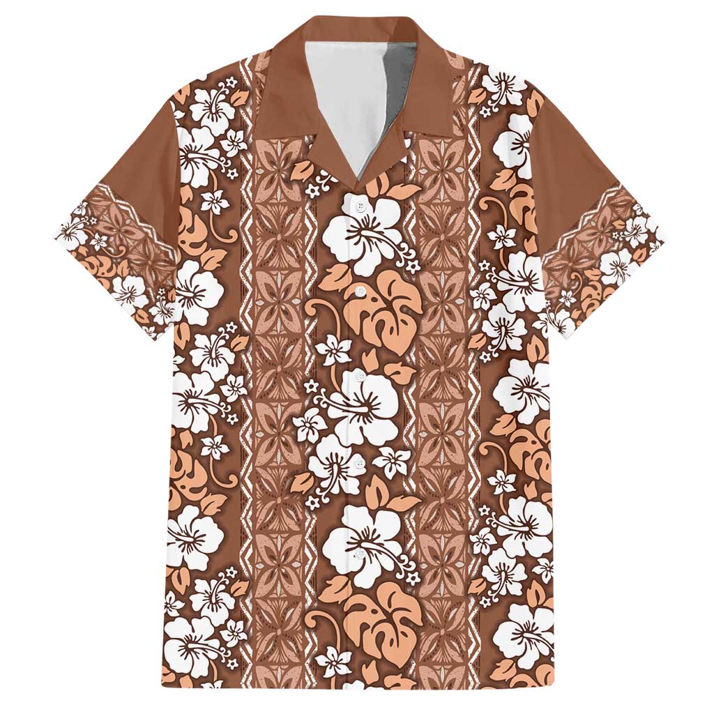 Hawaii Vintage Brown Hibiscus Tapa Pattern Hawaiian Shirt LT05 Brown - Polynesian Pride