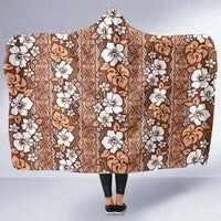 Hawaii Vintage Brown Hibiscus Tapa Pattern Hooded Blanket LT05 One Size Brown - Polynesian Pride