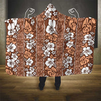 Hawaii Vintage Brown Hibiscus Tapa Pattern Hooded Blanket LT05 - Polynesian Pride