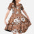 Hawaii Vintage Brown Hibiscus Tapa Pattern Kid Short Sleeve Dress