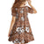 Hawaii Vintage Brown Hibiscus Tapa Pattern Kid Short Sleeve Dress