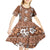 Hawaii Vintage Brown Hibiscus Tapa Pattern Kid Short Sleeve Dress