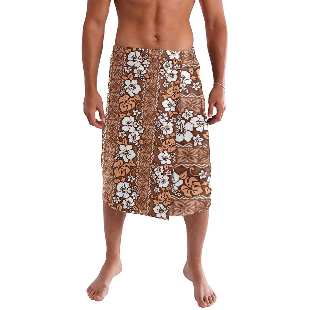 Hawaii Vintage Brown Hibiscus Tapa Pattern Lavalava LT05 Brown - Polynesian Pride