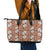 Hawaii Vintage Brown Hibiscus Tapa Pattern Leather Tote Bag