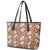 Hawaii Vintage Brown Hibiscus Tapa Pattern Leather Tote Bag