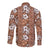 Hawaii Vintage Brown Hibiscus Tapa Pattern Long Sleeve Button Shirt