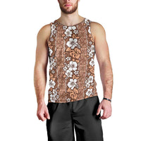Hawaii Vintage Brown Hibiscus Tapa Pattern Men Tank Top LT05 - Polynesian Pride