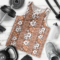Hawaii Vintage Brown Hibiscus Tapa Pattern Men Tank Top LT05 - Polynesian Pride
