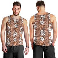 Hawaii Vintage Brown Hibiscus Tapa Pattern Men Tank Top LT05 - Polynesian Pride