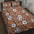 Hawaii Vintage Brown Hibiscus Tapa Pattern Quilt Bed Set