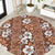 Hawaii Vintage Brown Hibiscus Tapa Pattern Round Carpet