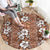 Hawaii Vintage Brown Hibiscus Tapa Pattern Round Carpet