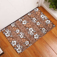 Hawaii Vintage Brown Hibiscus Tapa Pattern Rubber Doormat LT05 - Polynesian Pride