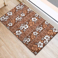 Hawaii Vintage Brown Hibiscus Tapa Pattern Rubber Doormat LT05 - Polynesian Pride