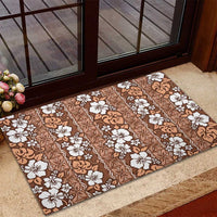 Hawaii Vintage Brown Hibiscus Tapa Pattern Rubber Doormat LT05 - Polynesian Pride