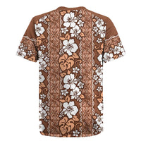 Hawaii Vintage Brown Hibiscus Tapa Pattern Rugby Jersey LT05 - Polynesian Pride