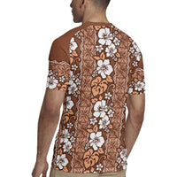 Hawaii Vintage Brown Hibiscus Tapa Pattern Rugby Jersey LT05 - Polynesian Pride
