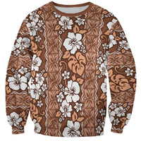 Hawaii Vintage Brown Hibiscus Tapa Pattern Sweatshirt LT05 Unisex Brown - Polynesian Pride