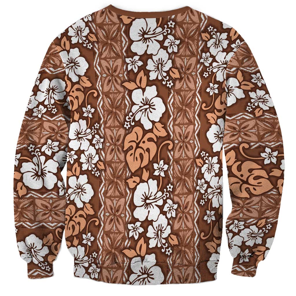Hawaii Vintage Brown Hibiscus Tapa Pattern Sweatshirt LT05 - Polynesian Pride