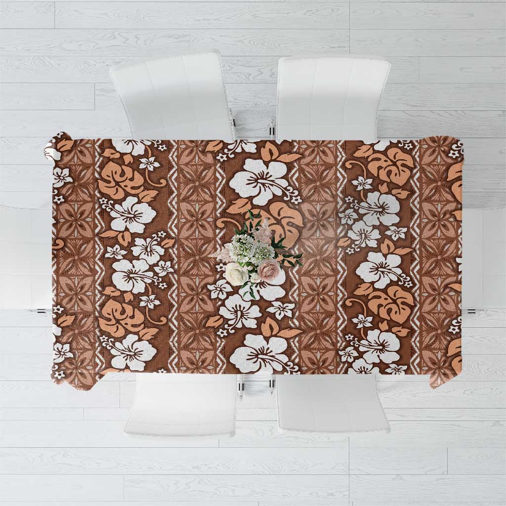 Hawaii Vintage Brown Hibiscus Tapa Pattern Tablecloth LT05 Brown - Polynesian Pride