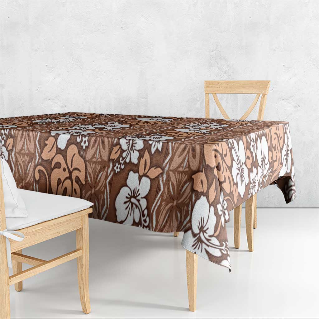 Hawaii Vintage Brown Hibiscus Tapa Pattern Tablecloth LT05 - Polynesian Pride