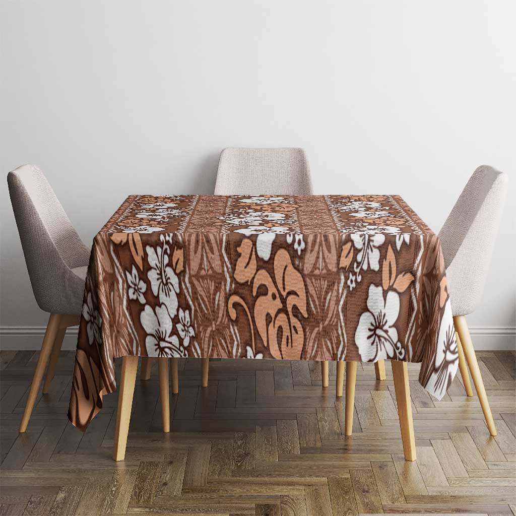 Hawaii Vintage Brown Hibiscus Tapa Pattern Tablecloth LT05 - Polynesian Pride