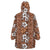 Hawaii Vintage Brown Hibiscus Tapa Pattern Wearable Blanket Hoodie