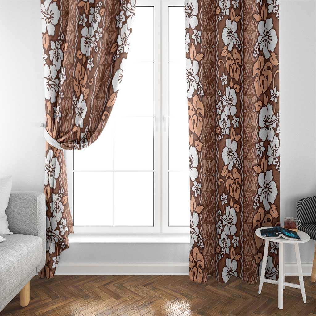 Hawaii Vintage Brown Hibiscus Tapa Pattern Window Curtain LT05 - Polynesian Pride
