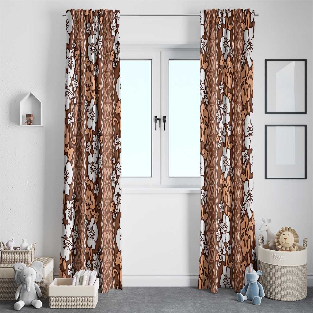 Hawaii Vintage Brown Hibiscus Tapa Pattern Window Curtain LT05 - Polynesian Pride