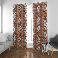 Hawaii Vintage Brown Hibiscus Tapa Pattern Window Curtain LT05 With Grommets Brown - Polynesian Pride