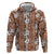 Hawaii Vintage Brown Hibiscus Tapa Pattern Zip Hoodie