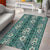 Hawaii Vintage Green Hibiscus Tapa Pattern Area Rug