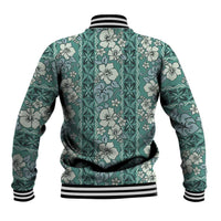 Hawaii Vintage Green Hibiscus Tapa Pattern Baseball Jacket LT05 - Polynesian Pride