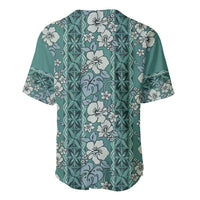 Hawaii Vintage Green Hibiscus Tapa Pattern Baseball Jersey