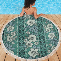 Hawaii Vintage Green Hibiscus Tapa Pattern Beach Blanket LT05 - Polynesian Pride