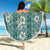 Hawaii Vintage Green Hibiscus Tapa Pattern Beach Blanket