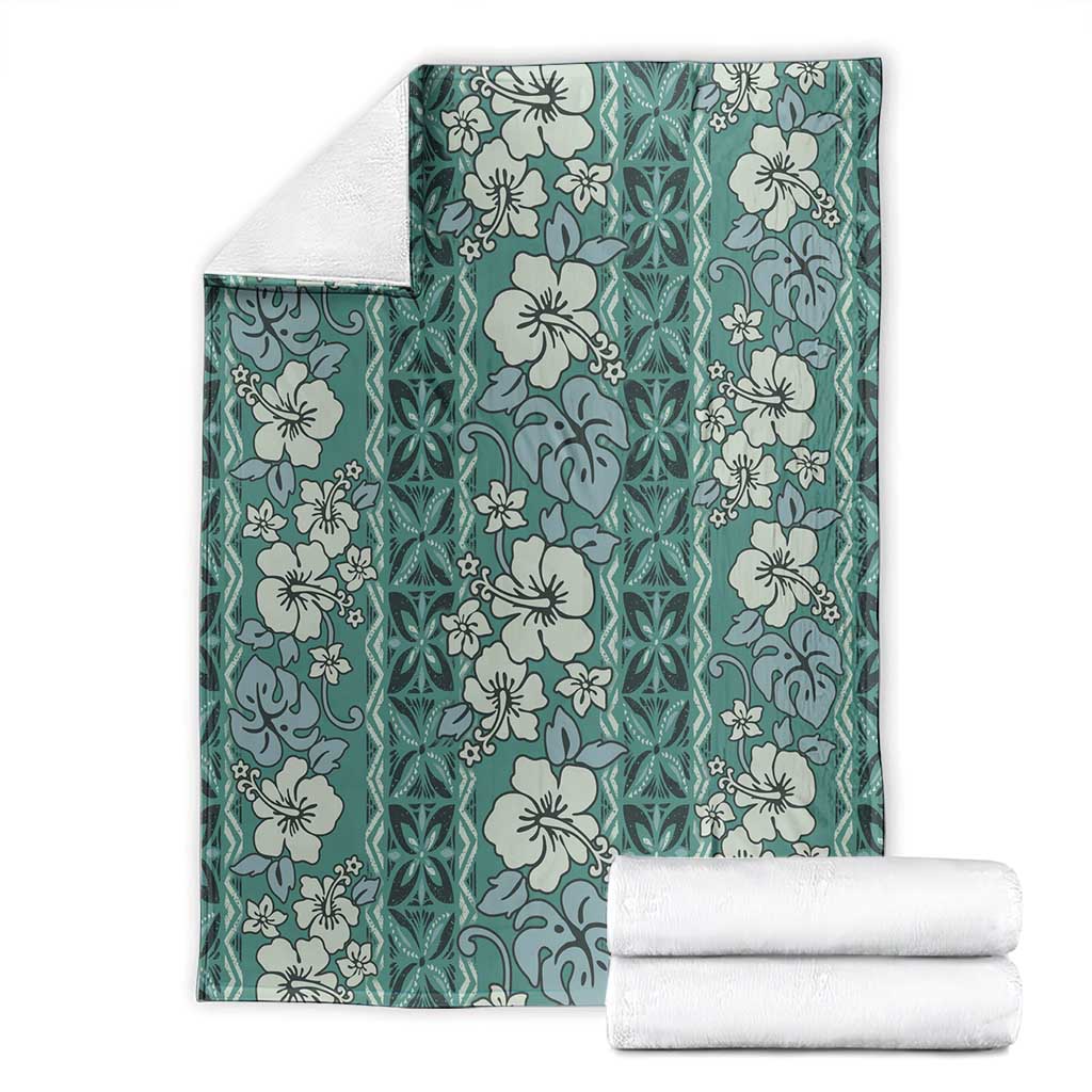 Hawaii Vintage Green Hibiscus Tapa Pattern Blanket LT05 - Polynesian Pride